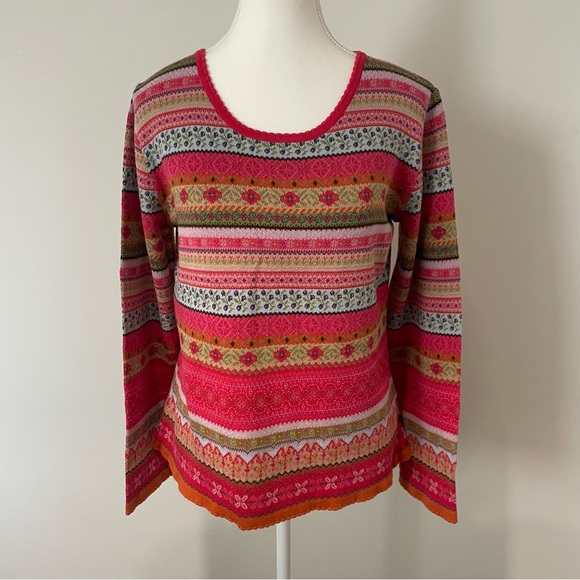 Vintage Sweaters - Vintage Jackpot Colorful Floral Cottagecore Sweater Size Medium